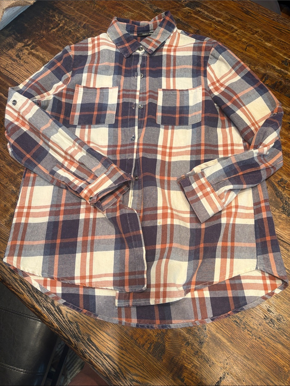 Doe & Rae Navy, Rust & Cream Plaid Button-Up